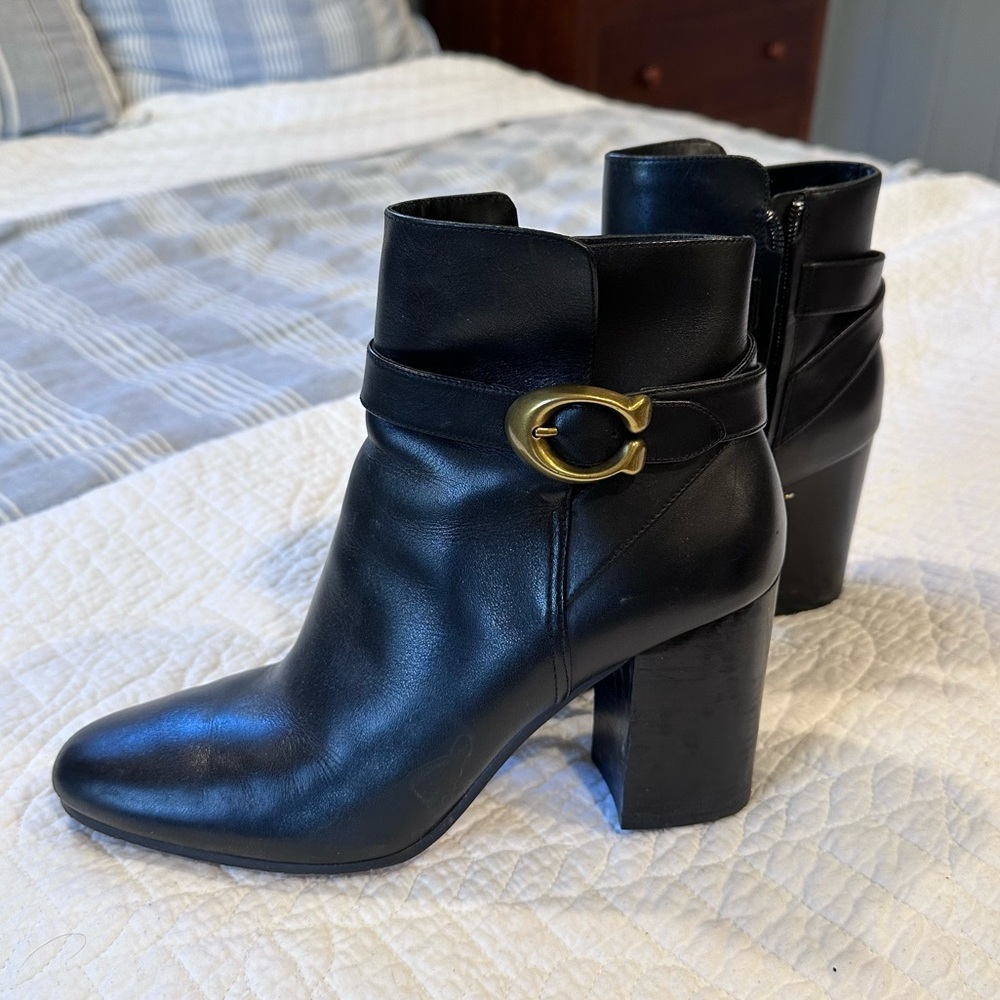 Black Leather Coach Booties. Women’s size 9